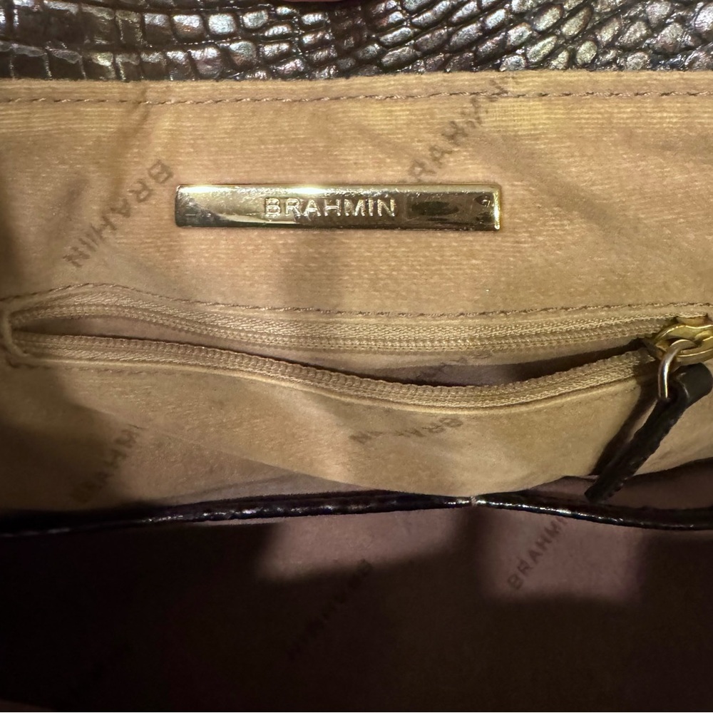 Elegant Black Crocodile-Embossed Charcoal Large Duxbury Satchel - Picture 14 of 14